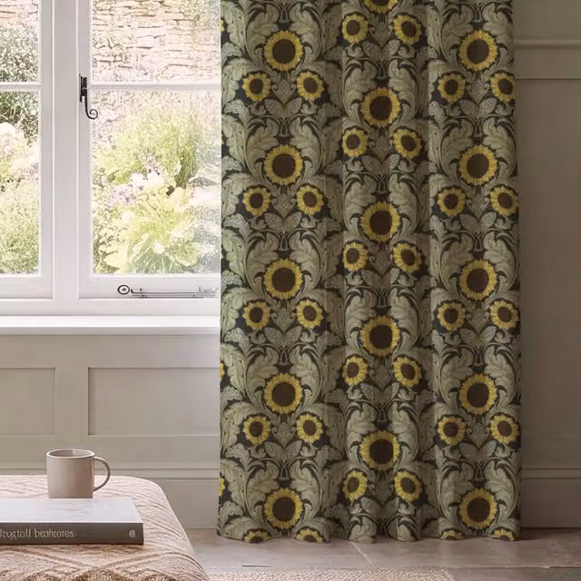 HOUSE Llewelyn-Bowen Sunny Side Up Printed Made To Measure Blackout Cotton Curtains in Yellow and Green