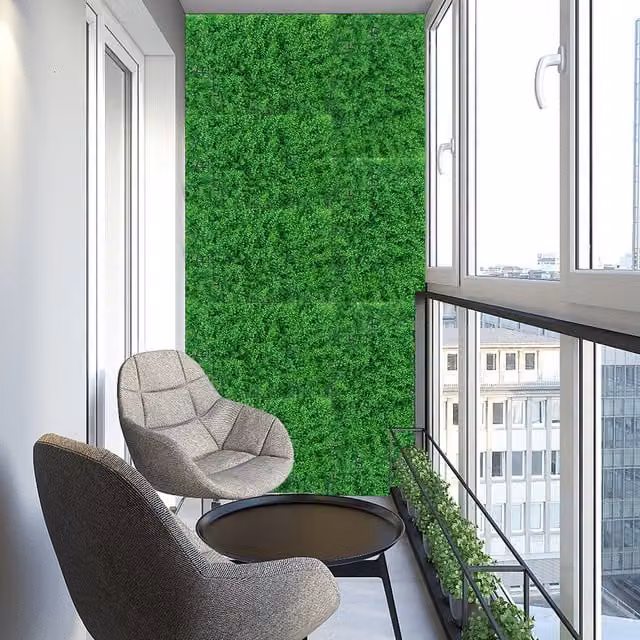 Livingandhome Green Artificial Grass Wall Screening with Aquatic Plants