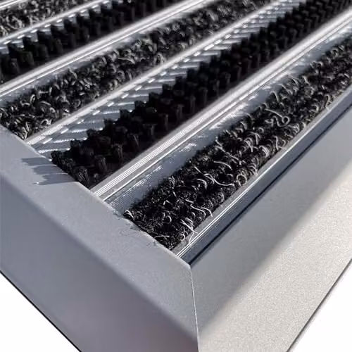 Nicoman Aluminium Boot Scraper and Brush Doormat with Carpet Strip in Grey and Silver, W: 60 cm, D: 40 cm, H: 12 cm – 4