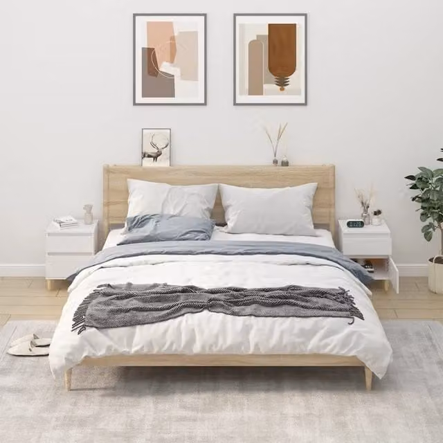 Berkfield Home Set of 2 White Bedside Cabinets, W/D/H: 40 x 35 x 50 cm – 1
