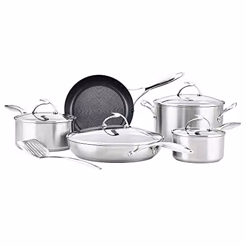 Circulon SteelShield 5 Piece Stainless Steel Non Stick Pan Set in Silver with Induction Compatibility and Stay Cool Handles – 1