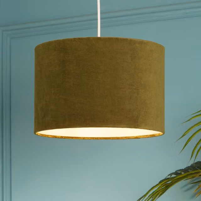 Tyrell Small Sage Green Velvet Cylinder Lampshade