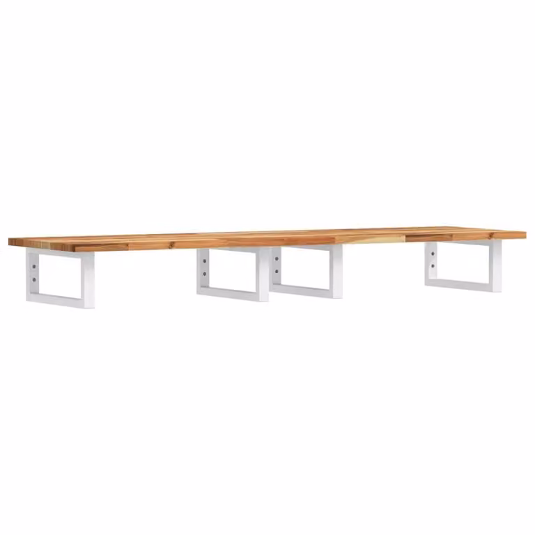 Berkfield Home Elegant Wall Mounted Basin Shelf in Brown Acacia Wood and Steel