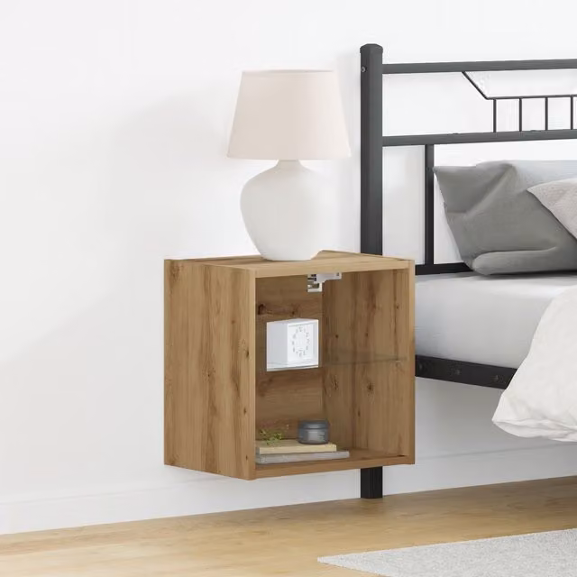 Berkfield Home Artisan Oak Floating Shelves, 2 Pack, Brown, W/D/H: 40 x 28.5 x 40 cm