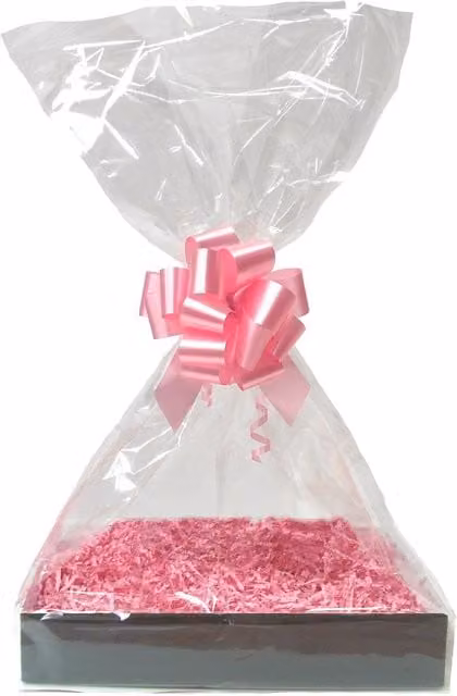 Hampabox Gift Basket Kit with Black Hamper Tray and Pink Accessories, W: 35 cm, D: 24 cm, H: 8 cm