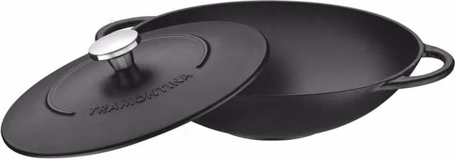 Tramontina Enamelled Cast Iron Wok, 32 cm, 5 l, Black