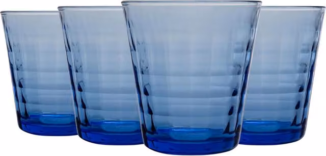 Duralex Prisme Geometric Glass Tumblers, Blue, 220ml, Pack of 8 – 3