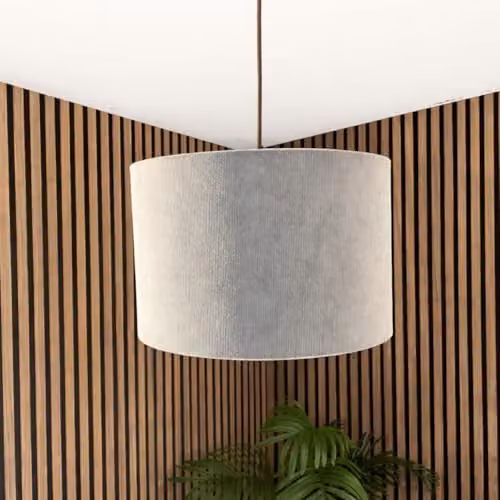 CGC Lighting Lola Corduroy Round Lampshade with Silk Inner in Grey, Diameter: 30 cm – 2