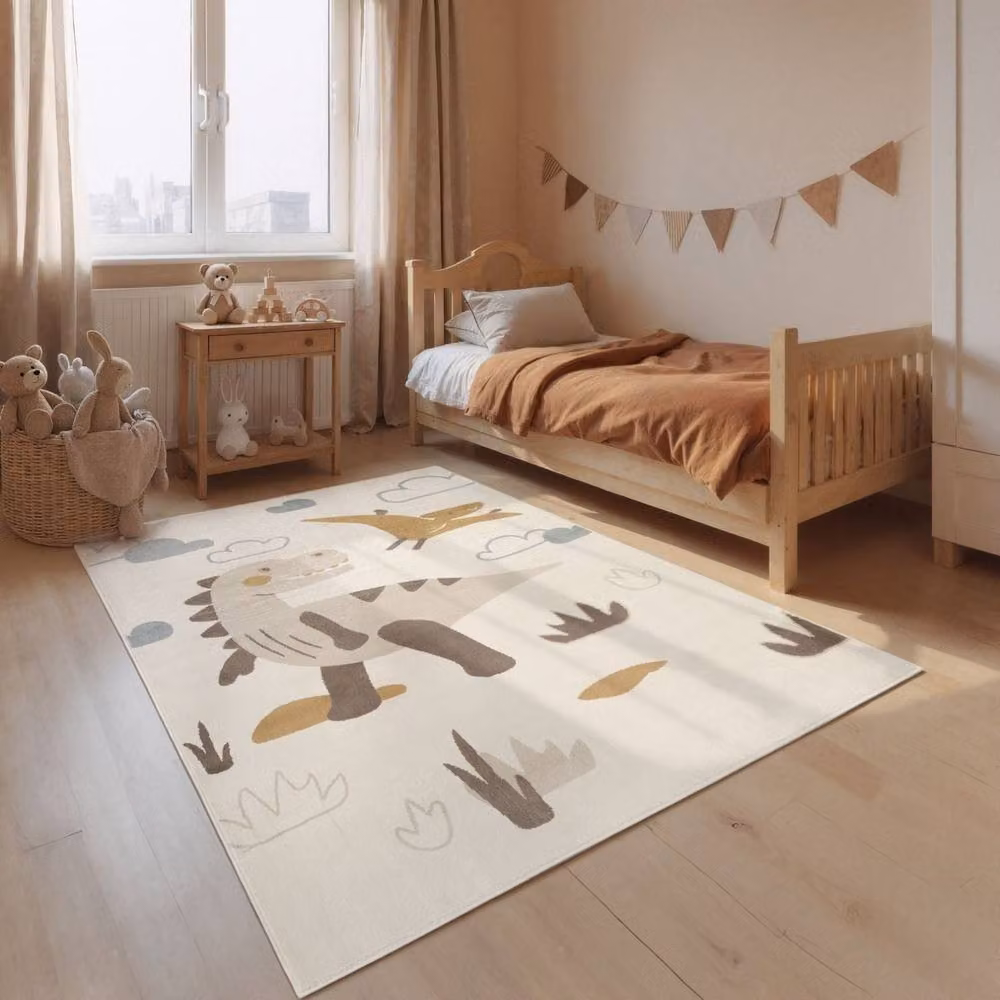 THE RUGS Adventures Kids Dino Rug in Cream and Multicolour, W: 200 cm, D: 290 cm – 2