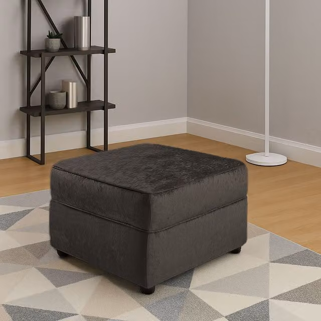 Furnishings For Less UK Chelsea Soft Crushed Velvet Fabric Cylindrical Footstool in Black W/D/H: 55 x 42 x 42 cm