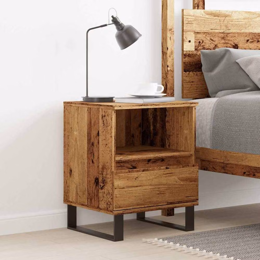 Berkfield Home Modern Bedside Cabinet in Brown Old Wood, W/D/H: 40 x 35 x 50 cm – 2