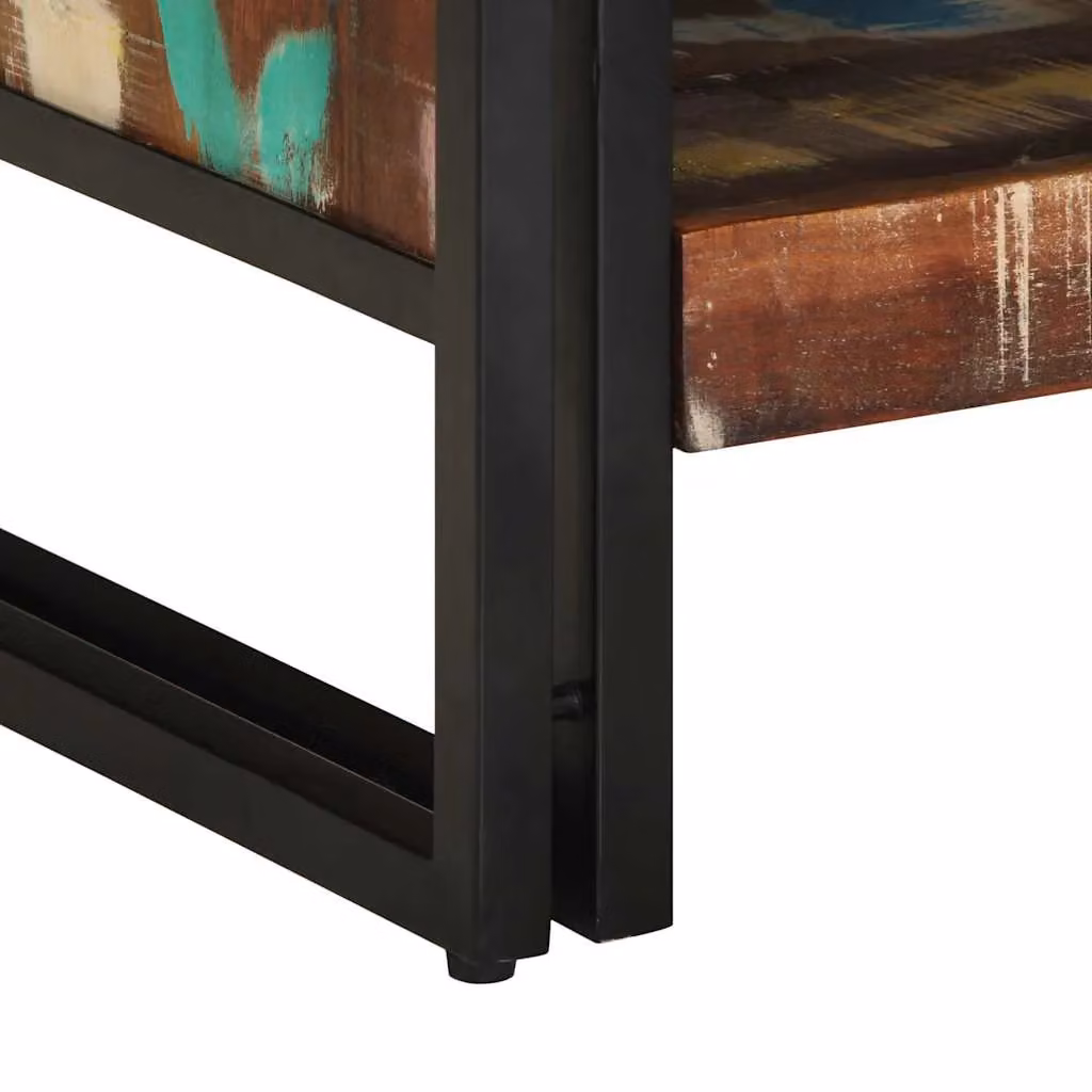 Berkfield Home Multicolour Reclaimed Solid Wood Coffee Table W: 70 cm, D: 50 cm, H: 38 cm – 6
