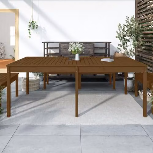 vidaXL Garden Table in Honey Brown, Solid Pine Wood, W: 203.5 cm, D: 100 cm, H: 76 cm – 2