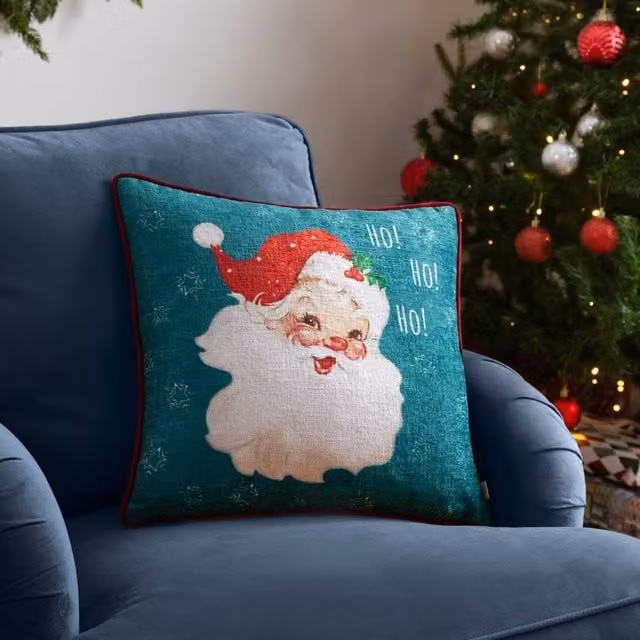 Riva Home Christmas Graphic Square Velvet Cushion, Multicolour, W/D/H: 43 x 43 x 43 cm – 1