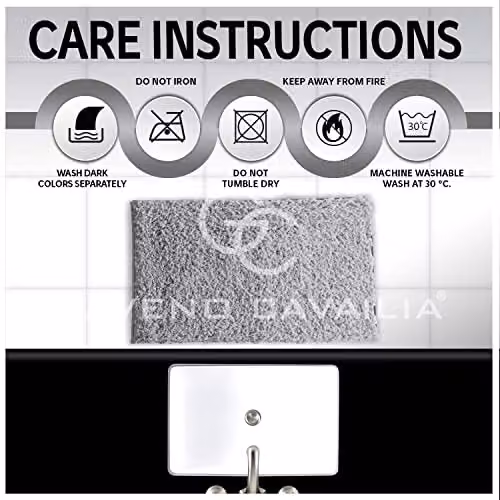 Gaveno Cavailia 2 Piece Zero Twist Non Slip Bath Mat and Pedestal Set, Grey, W/D/H: 80 x 50 cm and 50 x 40 cm – 3
