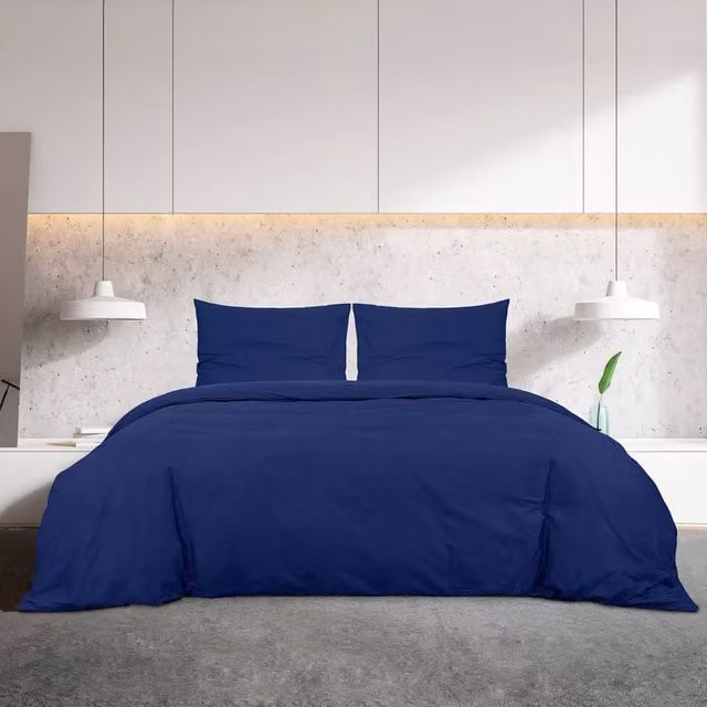 Berkfield Home Elegant Navy Blue Microfibre Duvet Cover Set, W: 240 cm, H: 220 cm