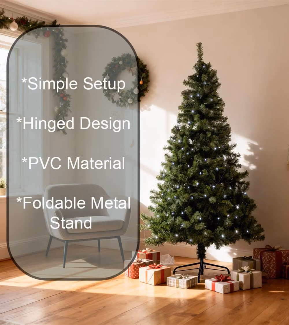 Shatchi 7ft Green Alaskan Pine Prelit Christmas Tree with White LEDs – 5