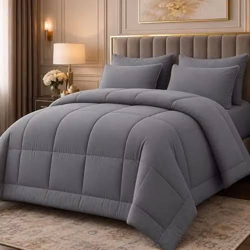 Pamposh Grace Double 10.5 Tog Anti-Allergy Hollow Fibre Duvet, W/D/H: 200 x 200 x 1 cm, Grey