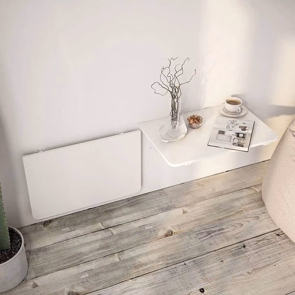 KORVIXA White Folding Wall Mounted Computer Desk with Drop-Leaf Design, W: 80 cm, D: 40 cm