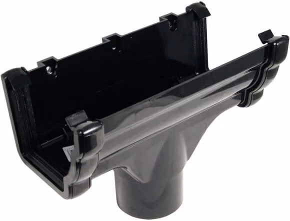FloPlast Ogee Gutter Running Outlet for 80mm Downpipe, Black