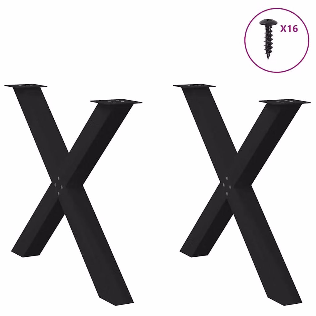 Berkfield Home X-Shaped Dining Table Legs, 2 Piece Set, Black Steel, H: 90 cm, W: 72.5 cm – 3