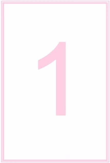 KDMD Pink Plain Border Laminated Table Numbers, 72 Cards