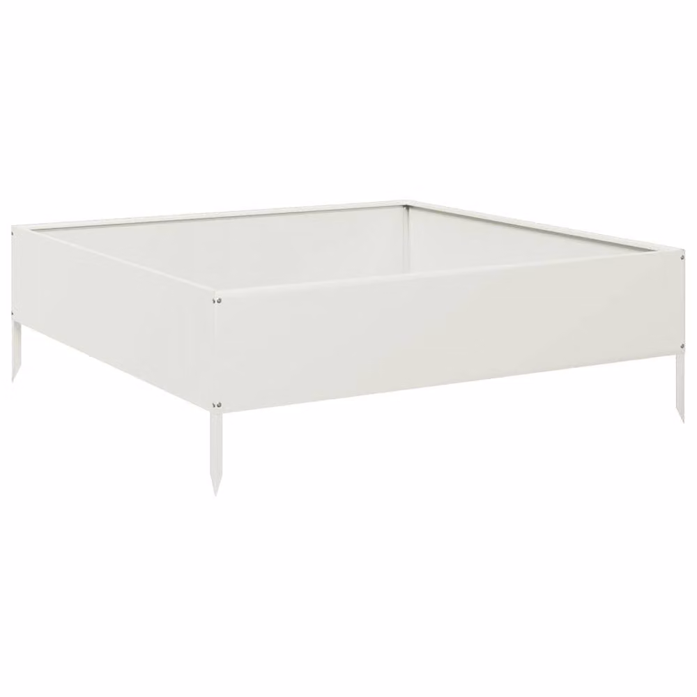 Berkfield Home Garden White Steel Raised Bed W/D/H: 100 x 100 x 33.5 cm – 2