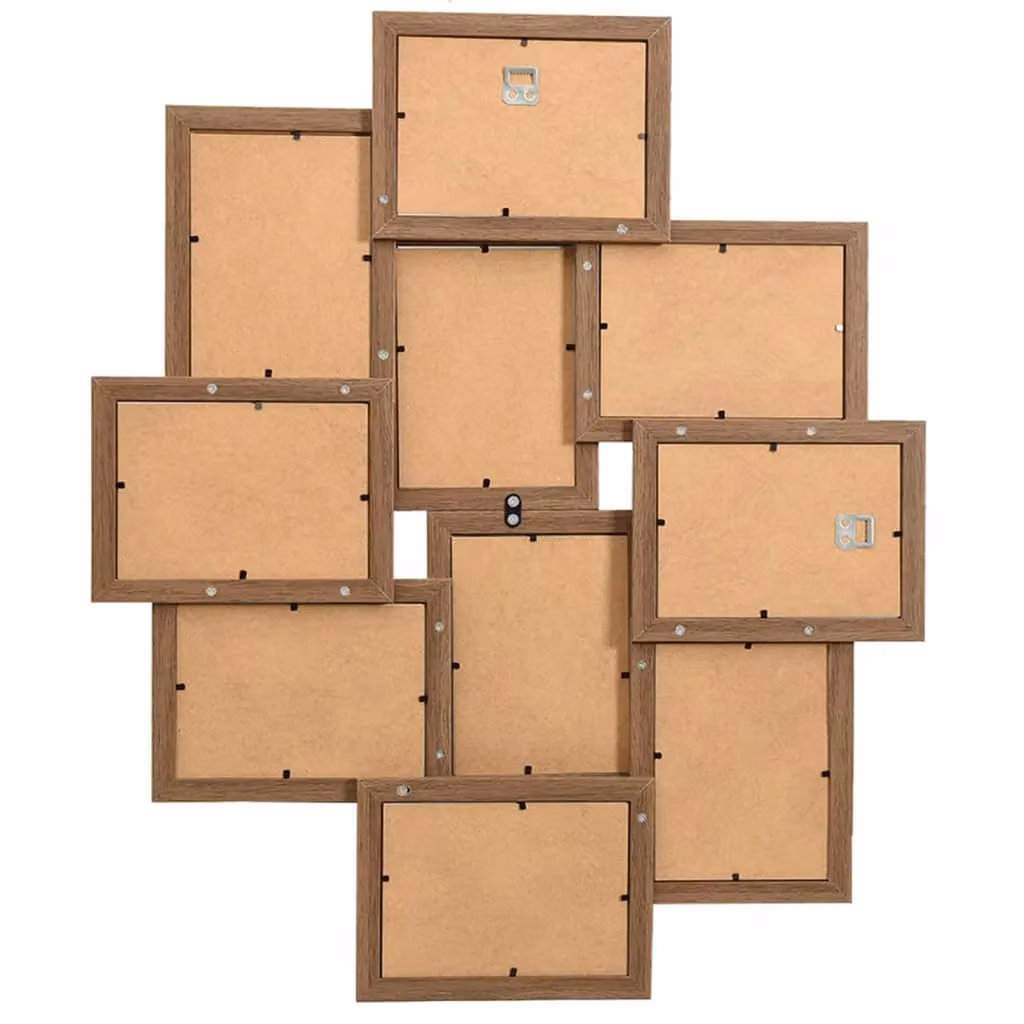 Berkfield Home Modern Rectangular Collage Photo Frame in Light Brown for 10 x 10x15 cm Pictures – 2