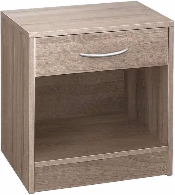 Kelvenix Modern Oak Wooden Bedside Cabinet in Brown – 1
