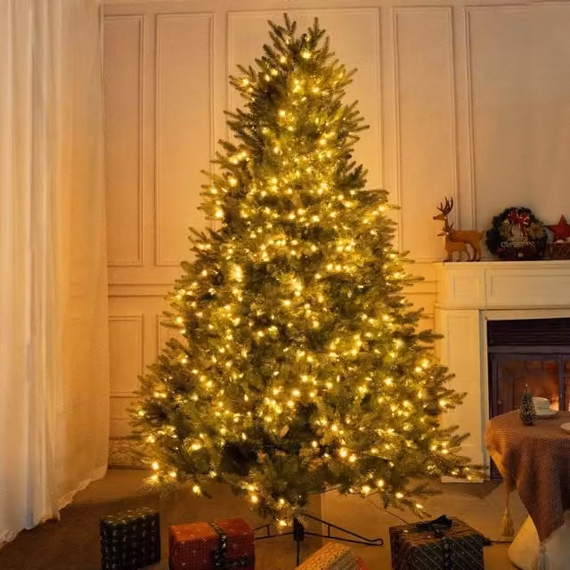 Direct Wicker 6ft Pre-lit Artificial Grand Fir Christmas Tree with Warm White LED Lights in Green – 1