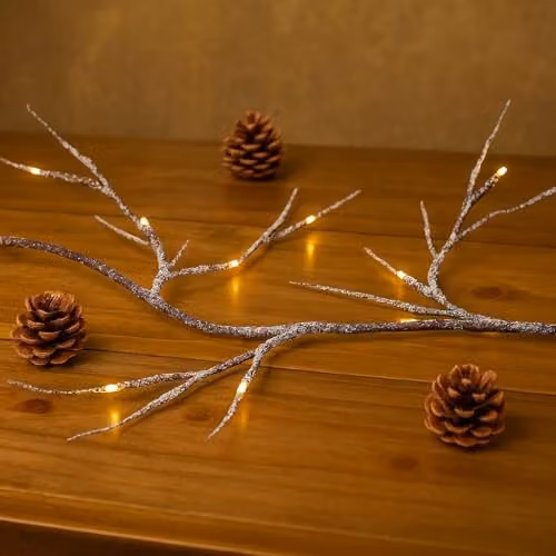 Marco Paul Rustic Birch Twig Garland with 48 Warm White LED Lights, 180 cm, Battery Operated – 3