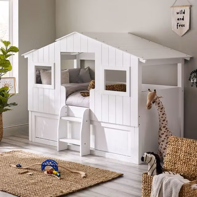 Julian Bowen Acorn Midsleeper Bed in White Solid Wood