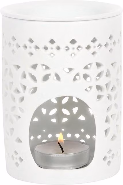 Something Different Matte Cut Out Ceramic Oil Burner in White