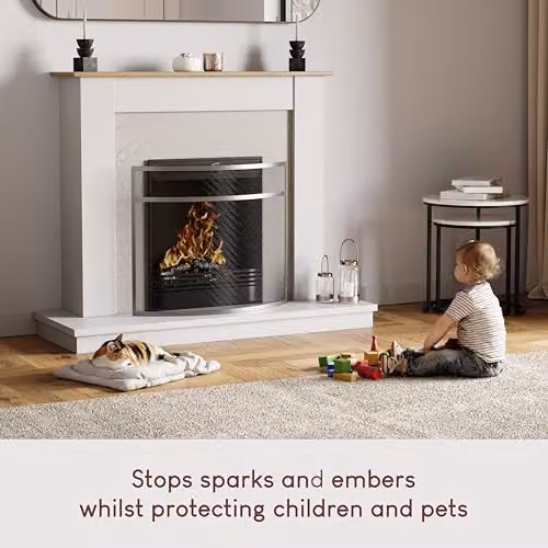 Fire Vida Buckton Fire Guard in Silver, W/D/H: 64.0 x 73.0 x 12.0 cm – 3