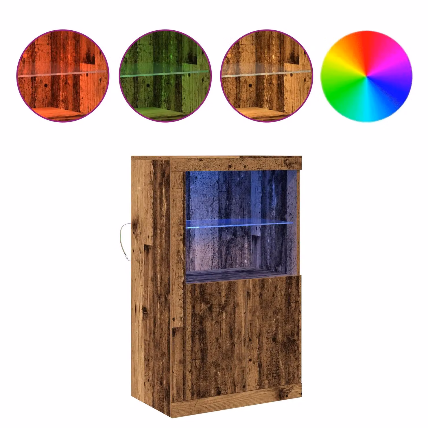 Berkfield Home Rustic Wood Sideboard with LED Lights in Brown, W/D/H: 60.5 x 37 x 100 cm – 3