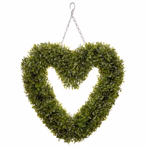 mysmartbuy Green Boxwood Heart Artificial Topiary Hanging Outdoor Garden Decoration, 40 cm – 3