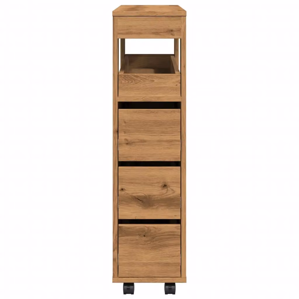 Berkfield Home Narrow Bathroom Cabinet with Wheels in Artisan Oak Brown – 4