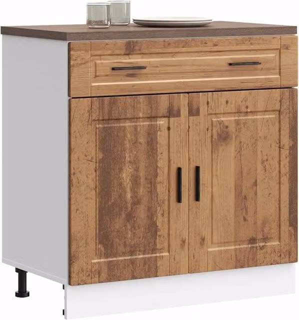 Berkfield Home Porto Kitchen Base Cabinet in Brown Rustic Engineered Wood