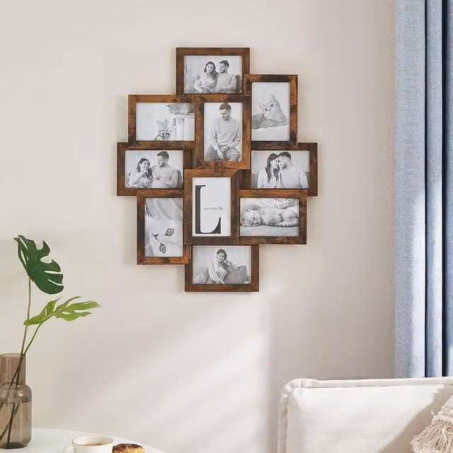 SONGMICS Wall Photo Gallery Display Set in Brown, 10x15 cm