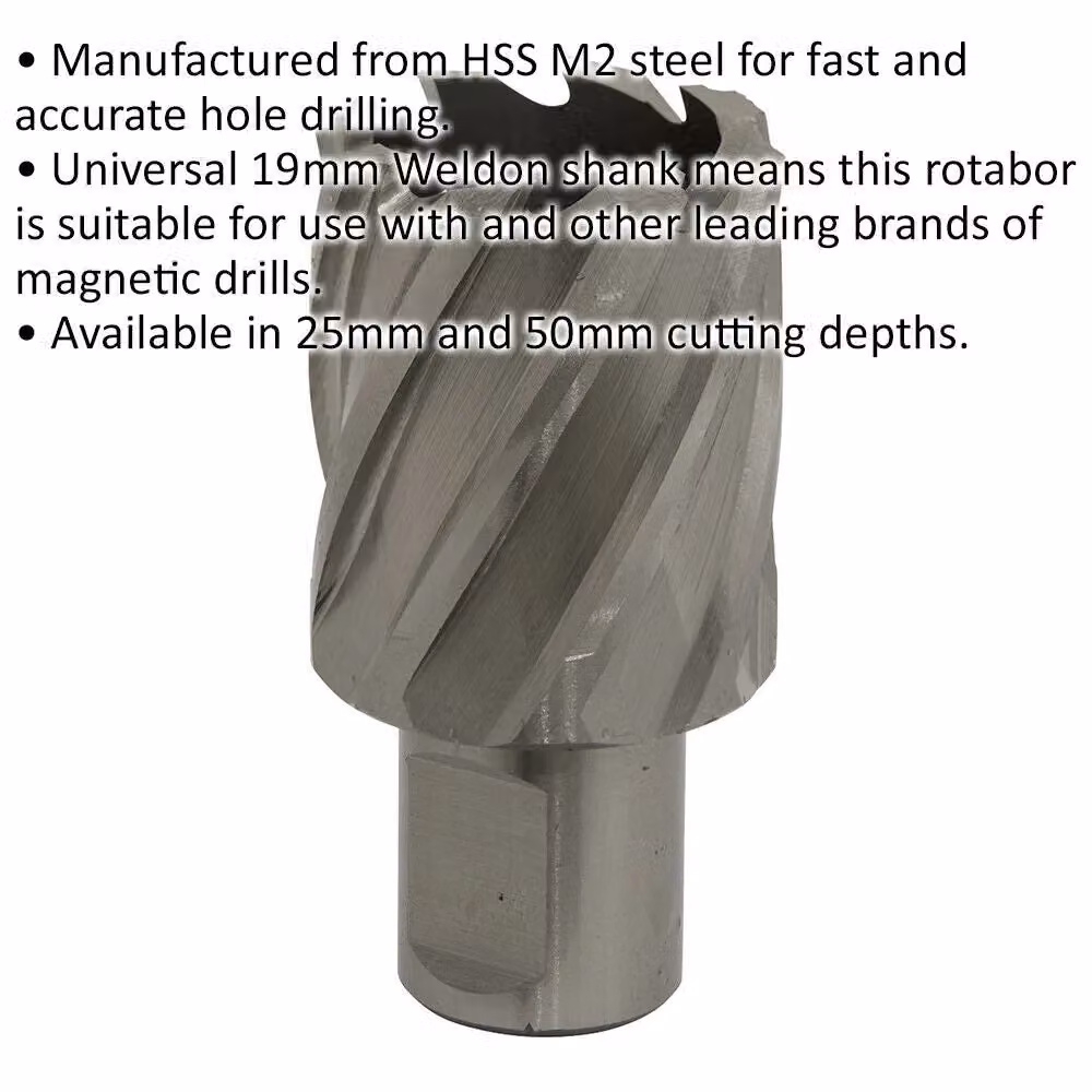 Loops M2 Steel Annular Metal Core Drill Bit, 32mm Diameter, 25mm Depth, Silver – 2