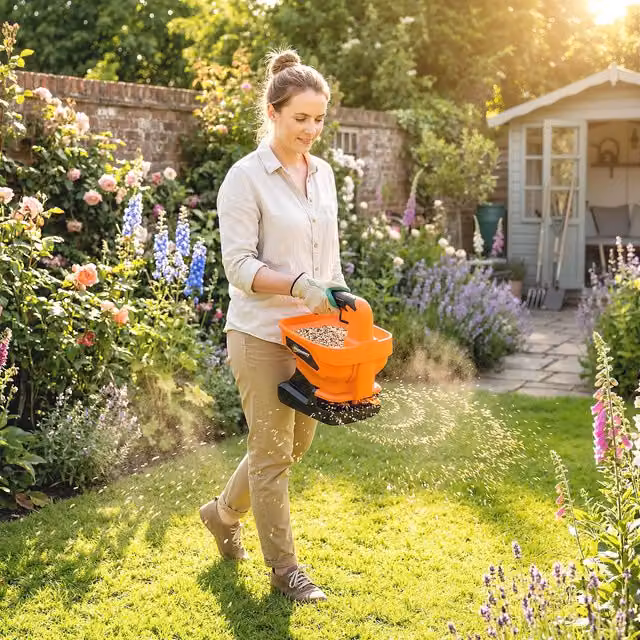 Outsunny Cordless Handheld Seed Spreader, 3.3L, Orange