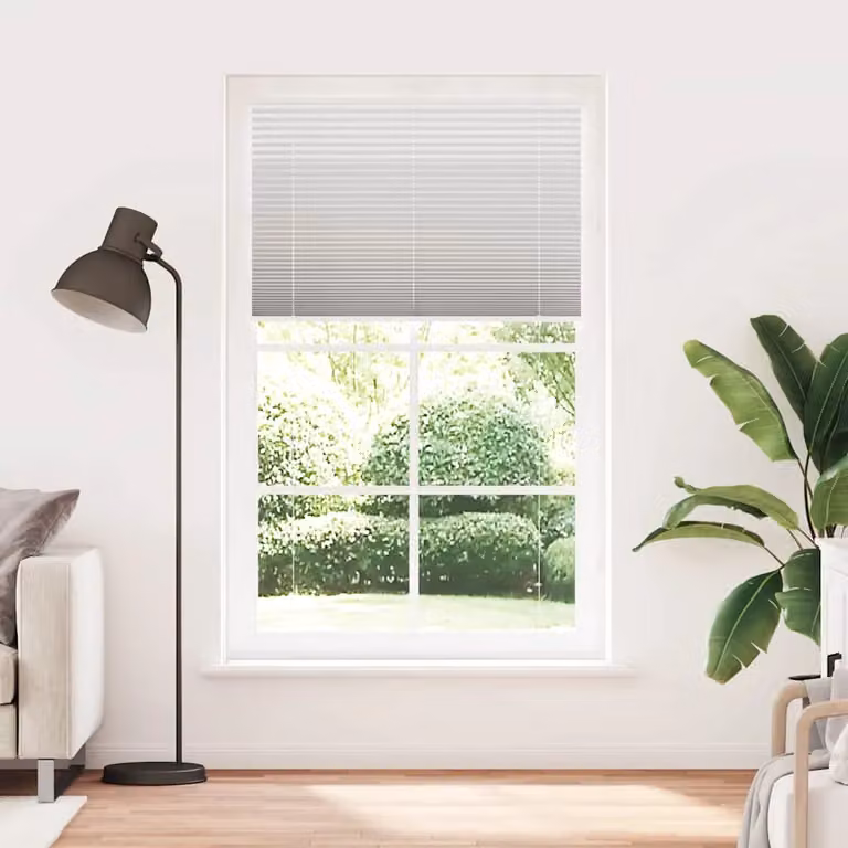 Berkfield Home Single Pleat Fabric Blind in Light Grey, W: 115 cm, H: 200 cm