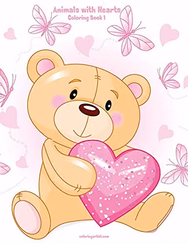 Animals with Hearts Coloring Book 1: Volume 1 Multicolour Childrens Paper Book