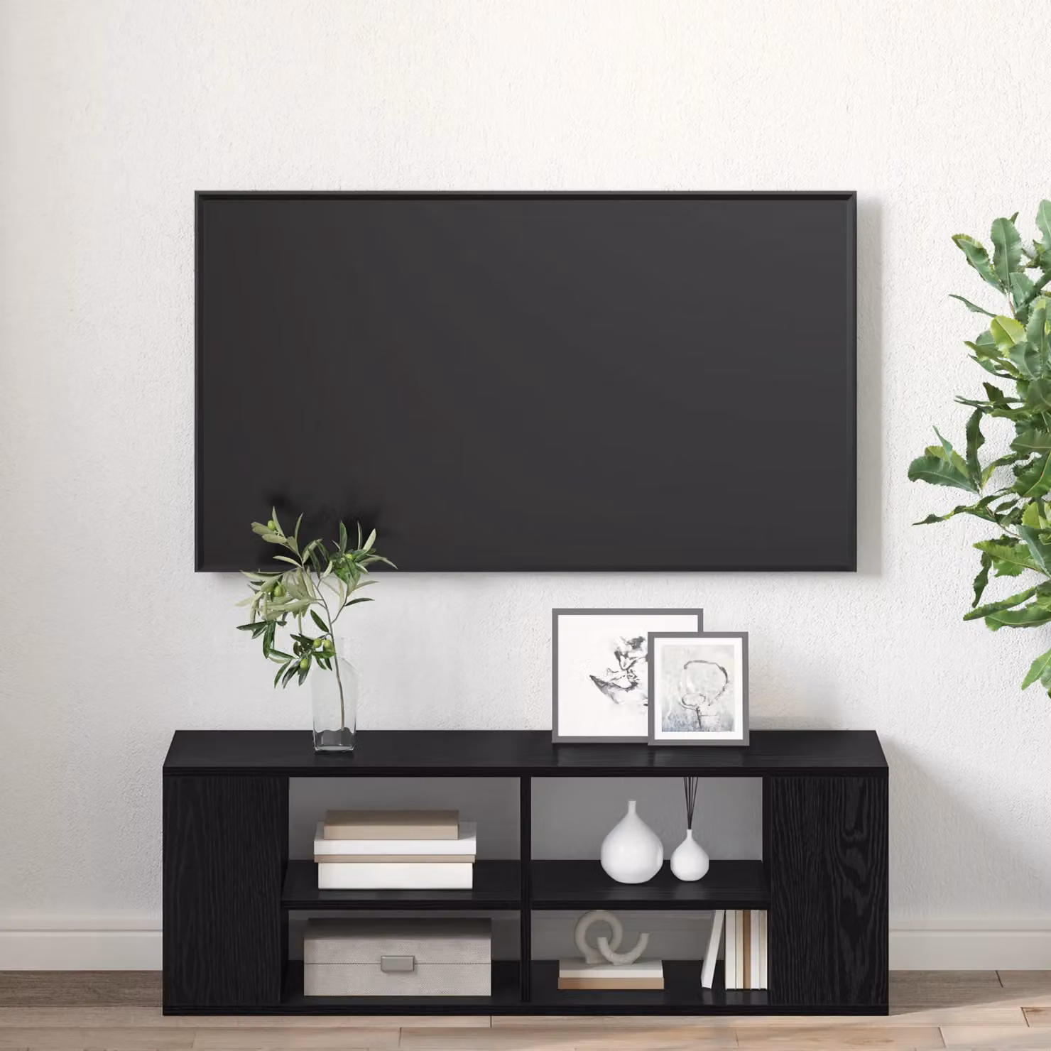 Berkfield Home Modern Wall Mounted TV Cabinet in Black Oak, W/D/H: 102 x 35 x 35 cm – 4