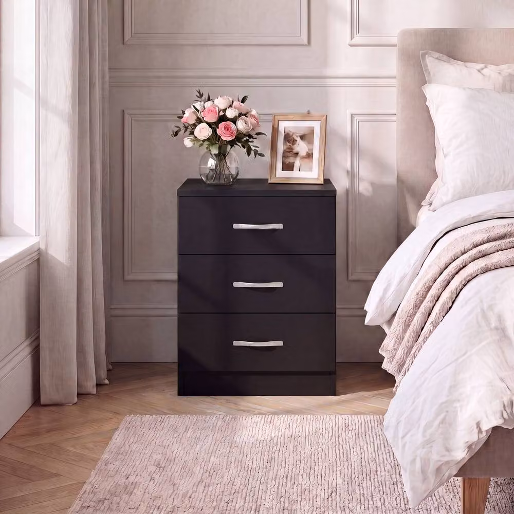 Vida Designs Riano 3 Drawer Bedside Chest Set of 2 in Black – 8