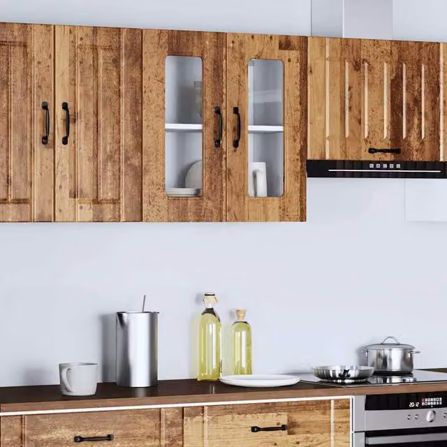 Berkfield Home Kalmar Wall Mounted Kitchen Cabinet with Glass Doors in Brown, W/D/H: 60 x 31 x 60 cm – 1