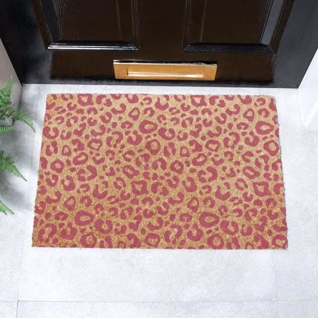 Artsy Mats Pink Leopard Print Doormat in Pink and Brown, W/D: 60 x 40 cm – 1