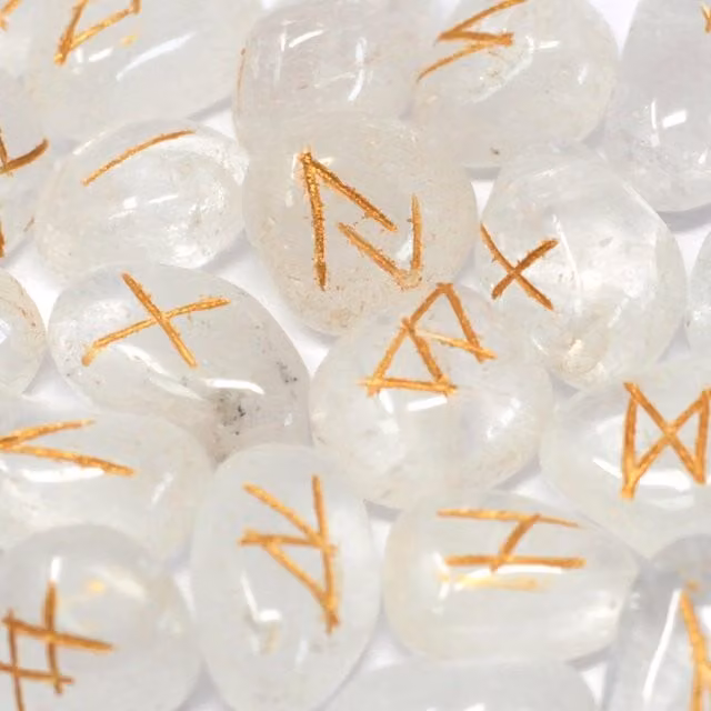 KDMK White Organic Runes Stone Set in Pouch