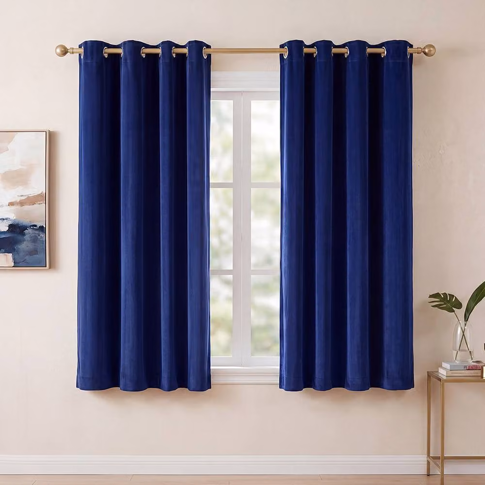 Marlow Blue Velvet Blackout and Thermal Insulated Eyelet Curtains, Width: 168 cm, Drop: 183 cm – 3