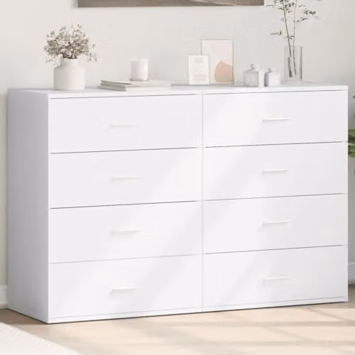 vidaXL Set of 2 Modern White MDF Sideboards, W/D/H: 60 x 39 x 80 cm